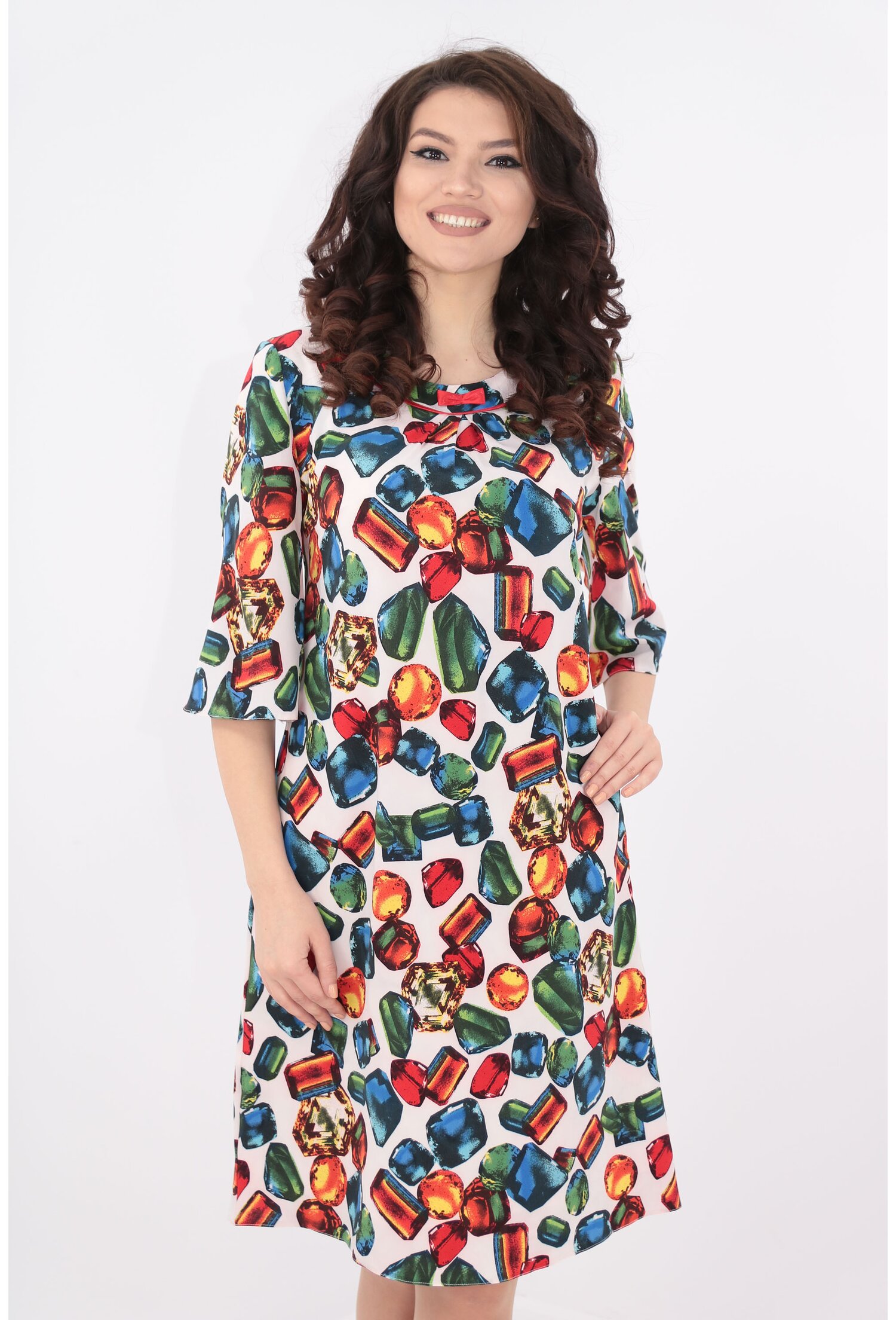 Rochie lejera albastra cu print rosu