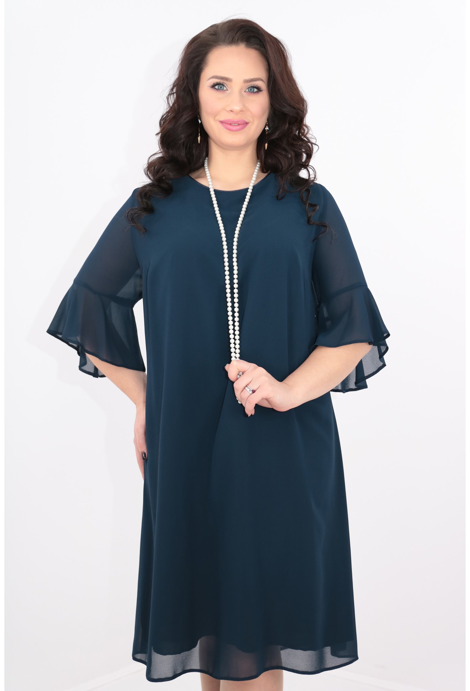 Rochie lejera din voal bleumarin