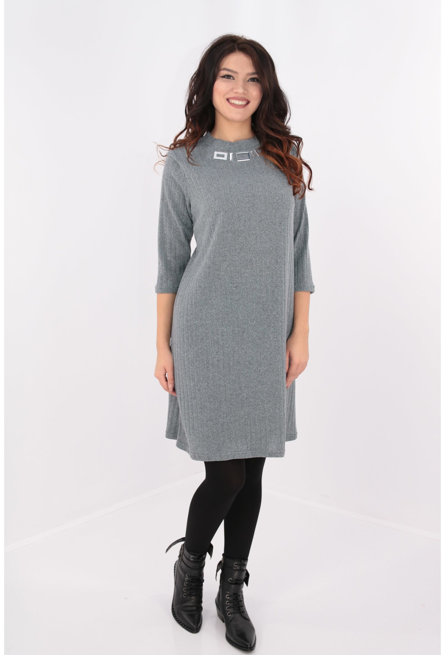 Rochie lejera gri tricotata