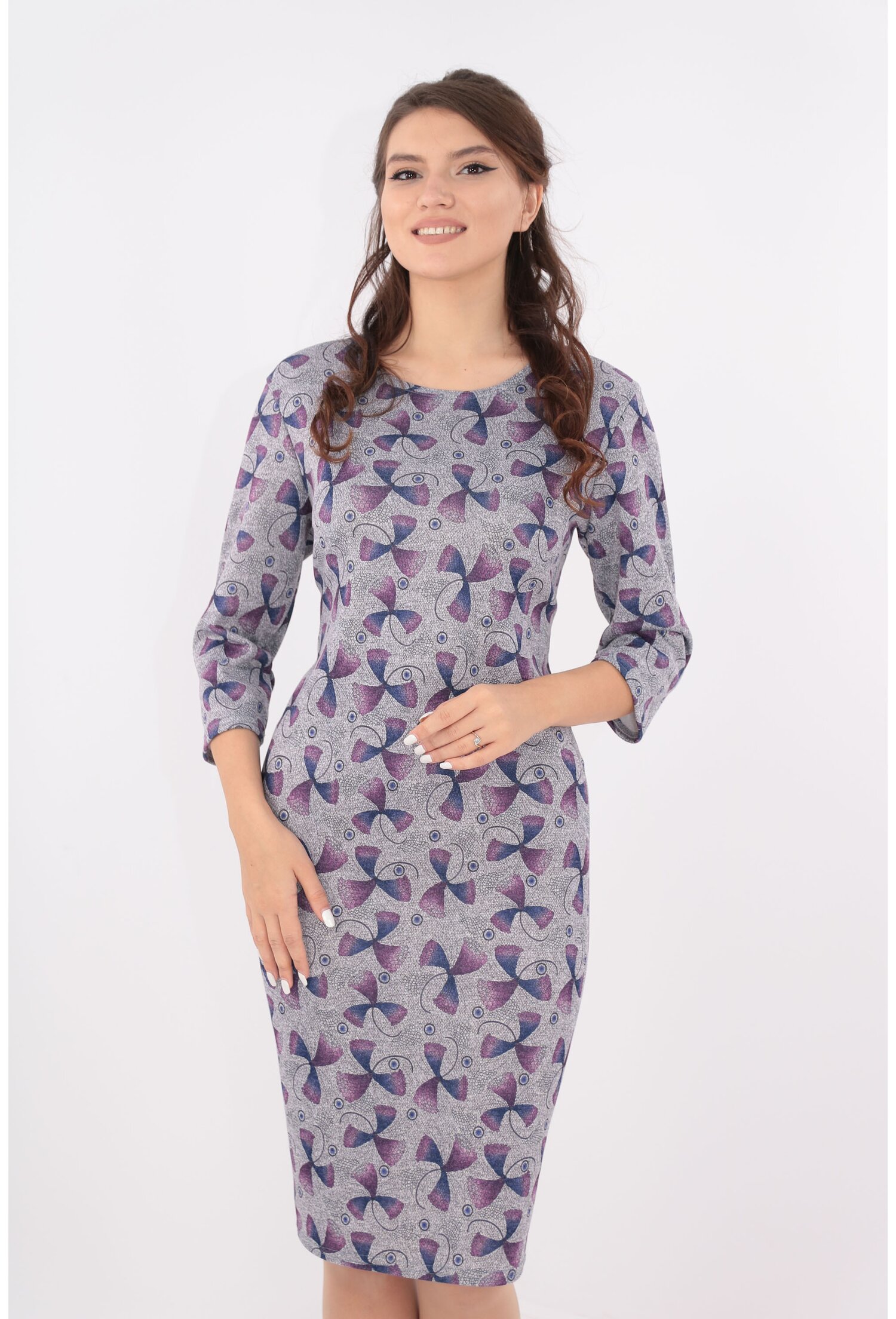 Rochie lila cu imprimeu floral