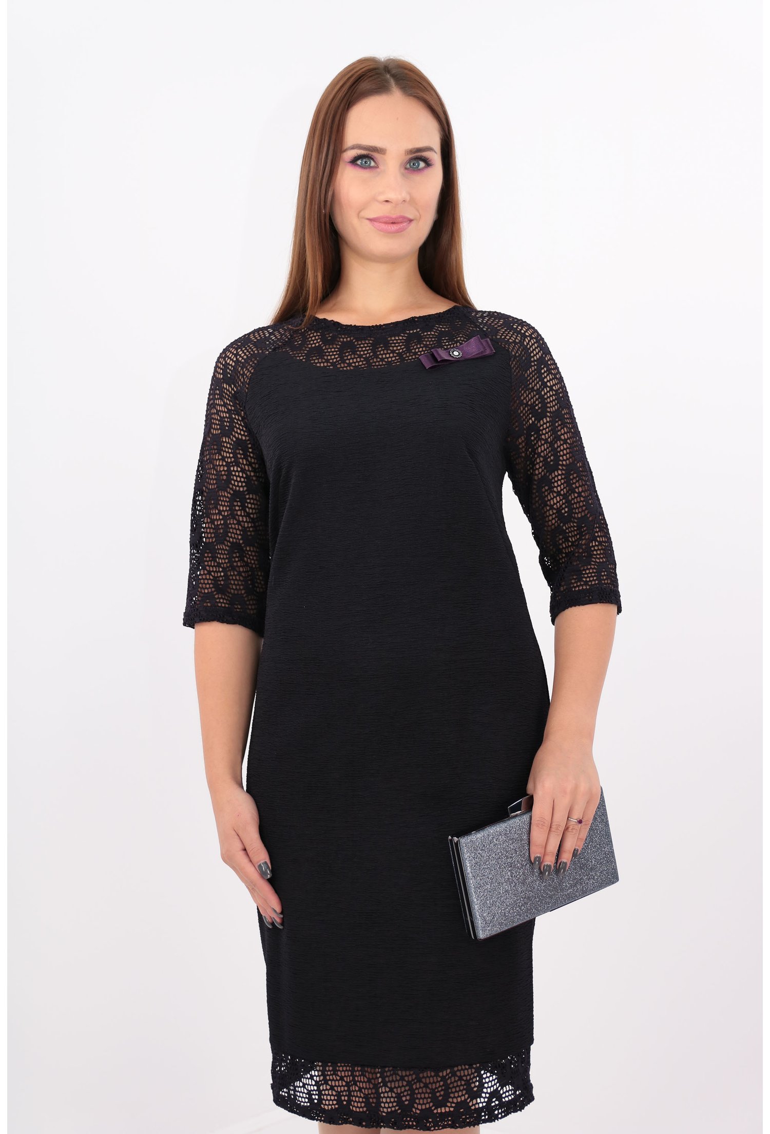 Rochie mov din jerse gofrat