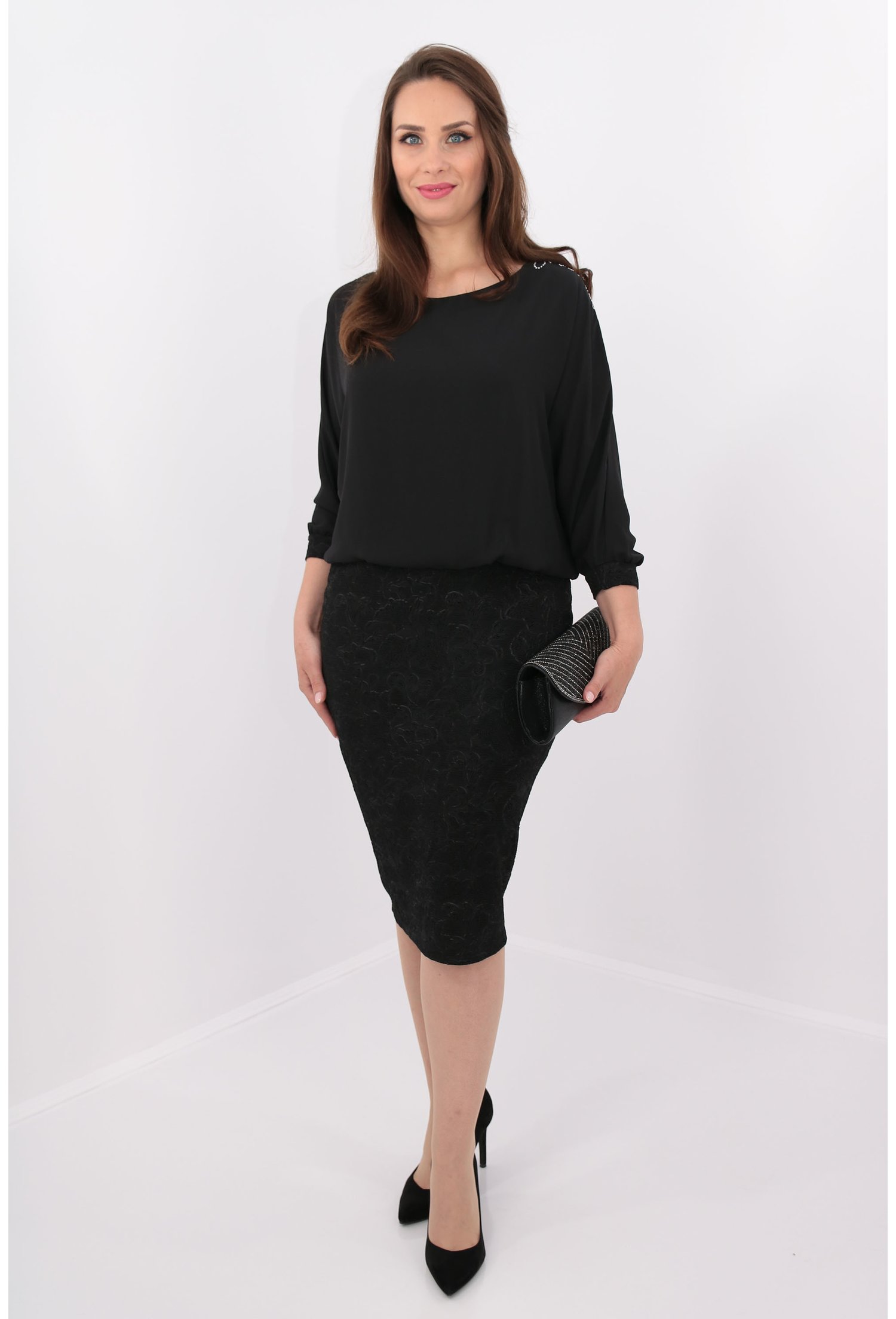 Rochie neagra cu strasuri