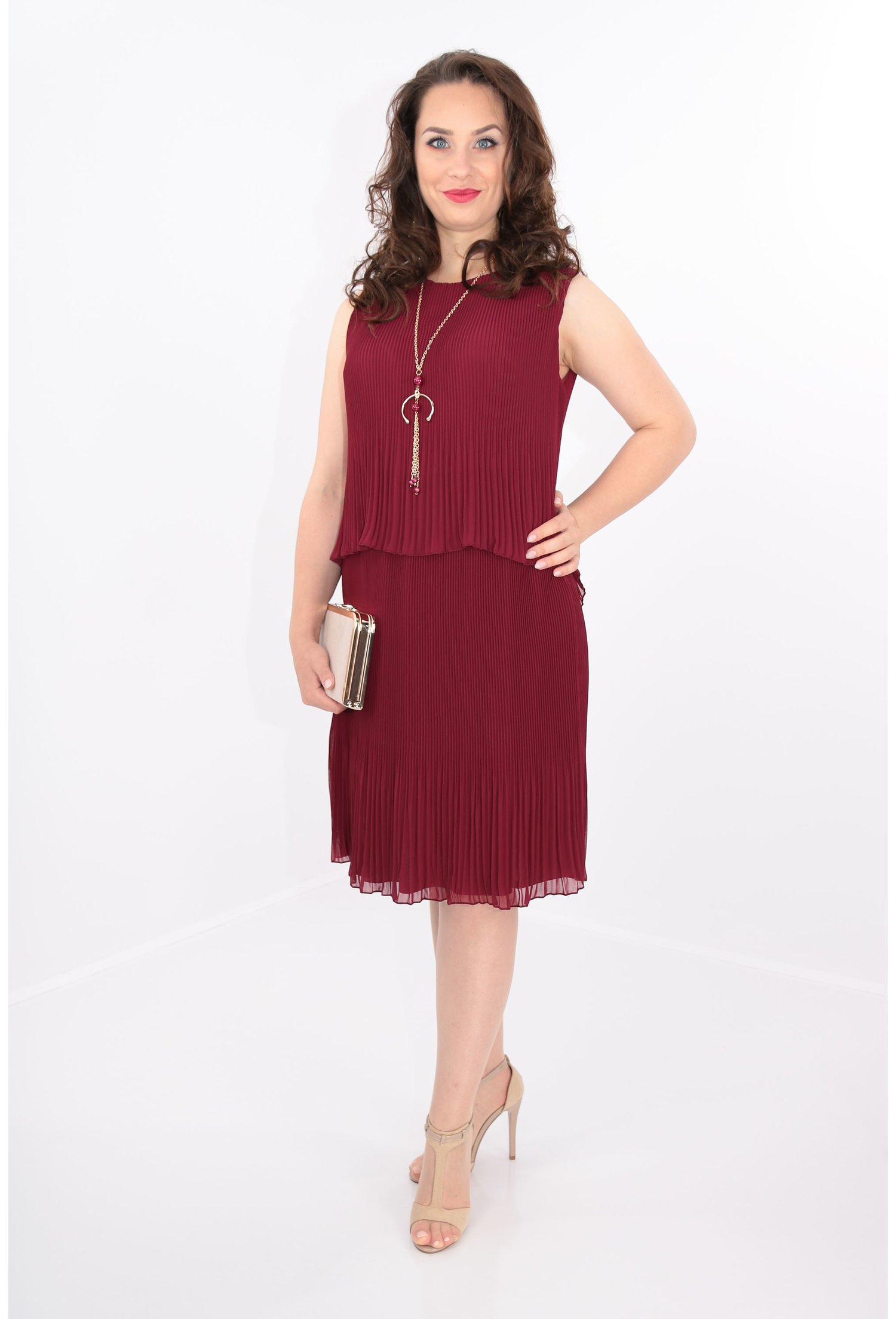 Rochie plisata bordo