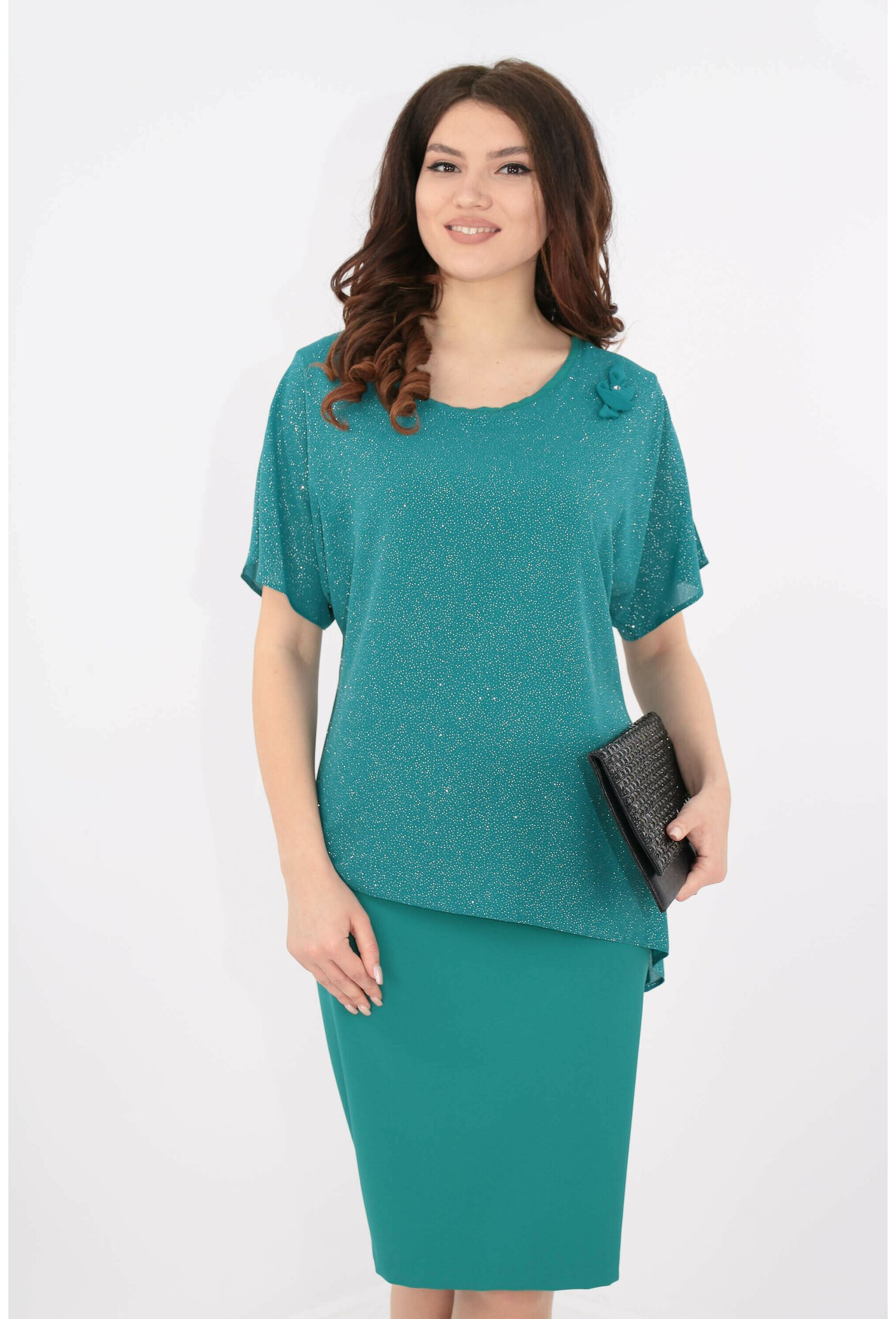 Rochie verde cu capa din lurex