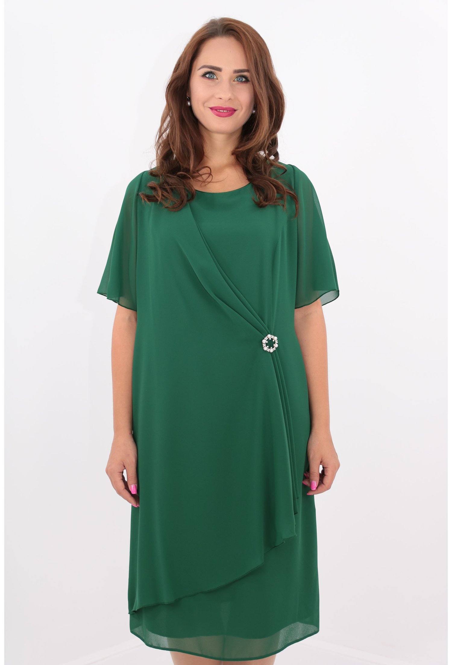 Rochie verde din voal drapat