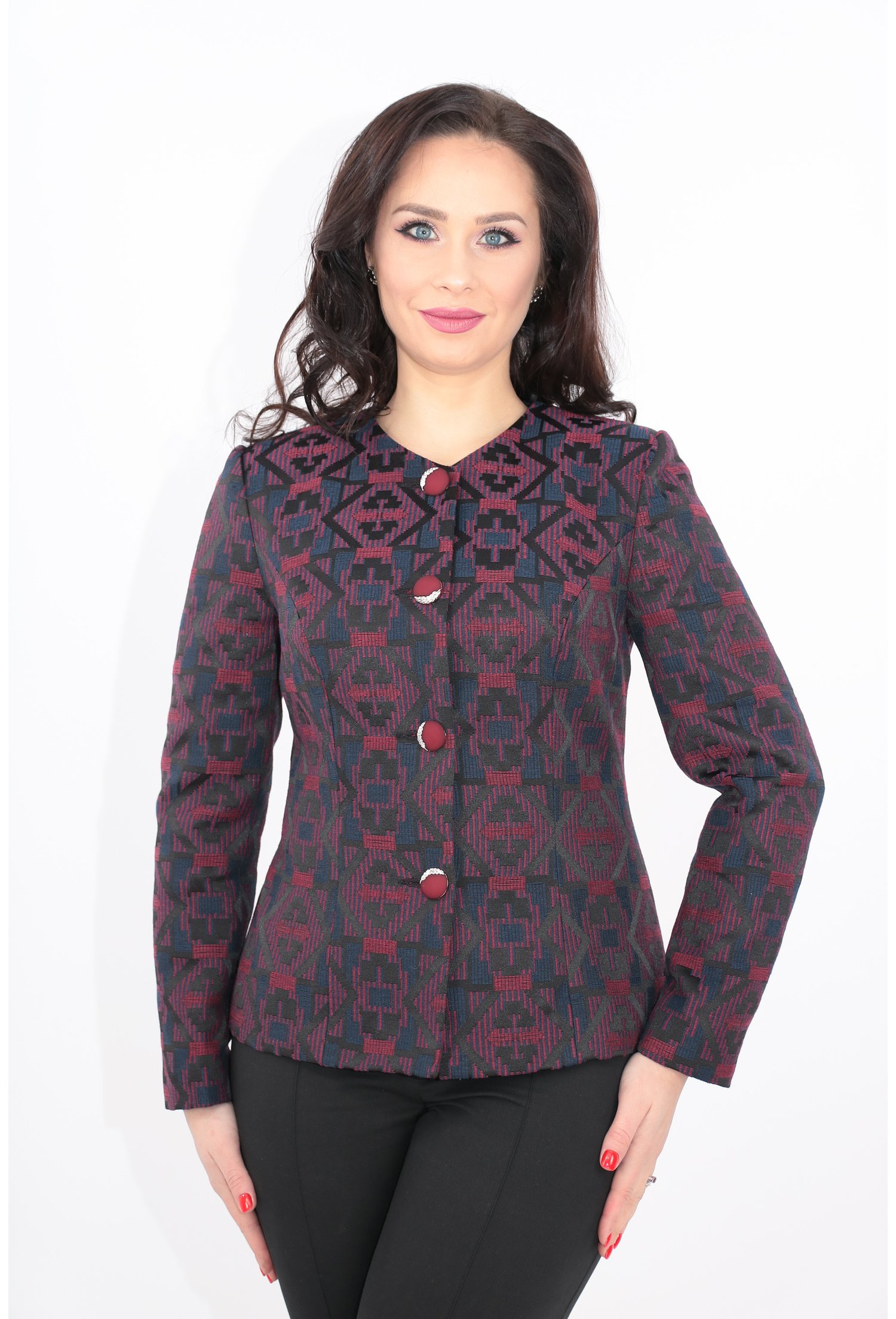 Sacou din jacard cu motive geometrice