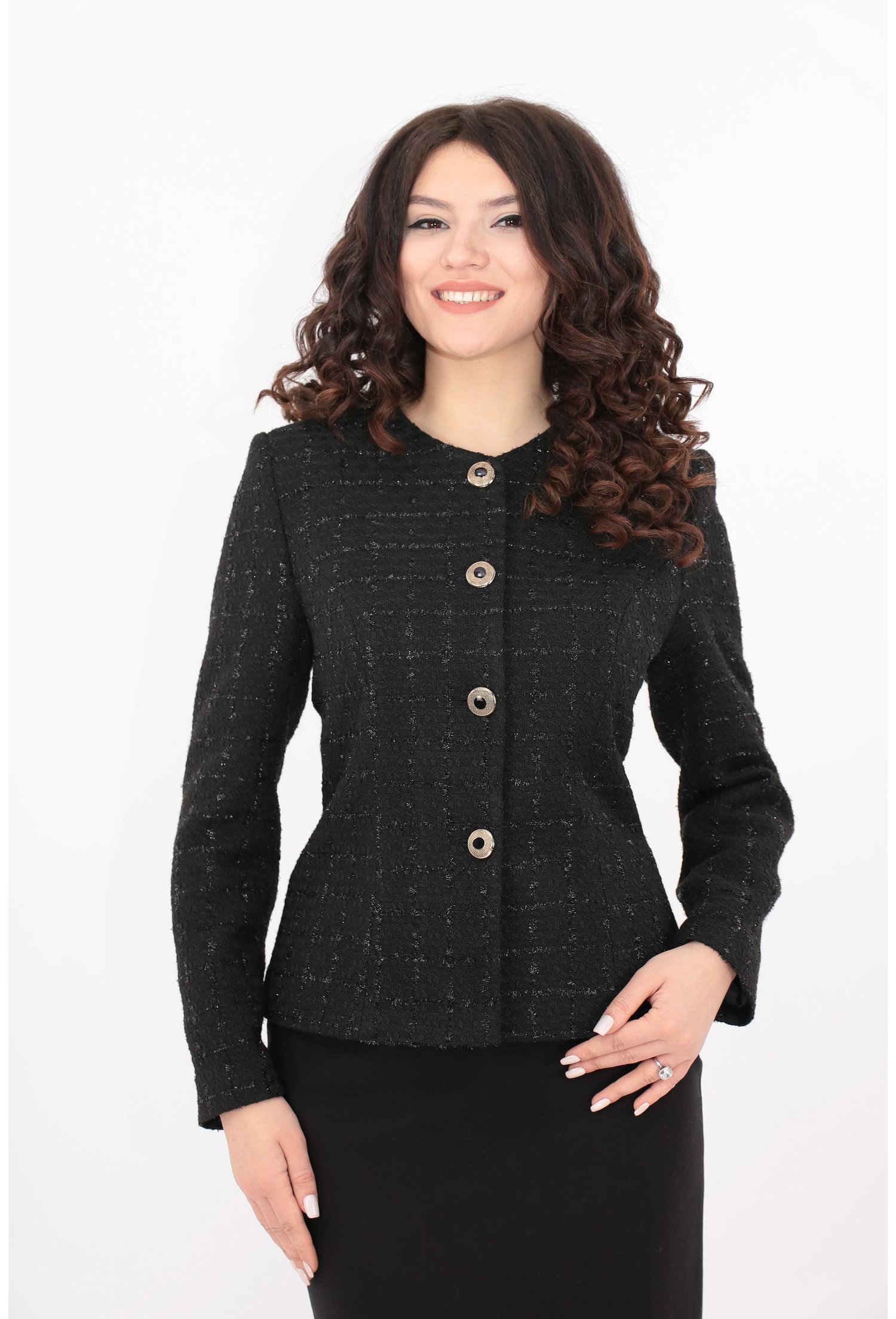 Sacou elegant negru cu fir efect