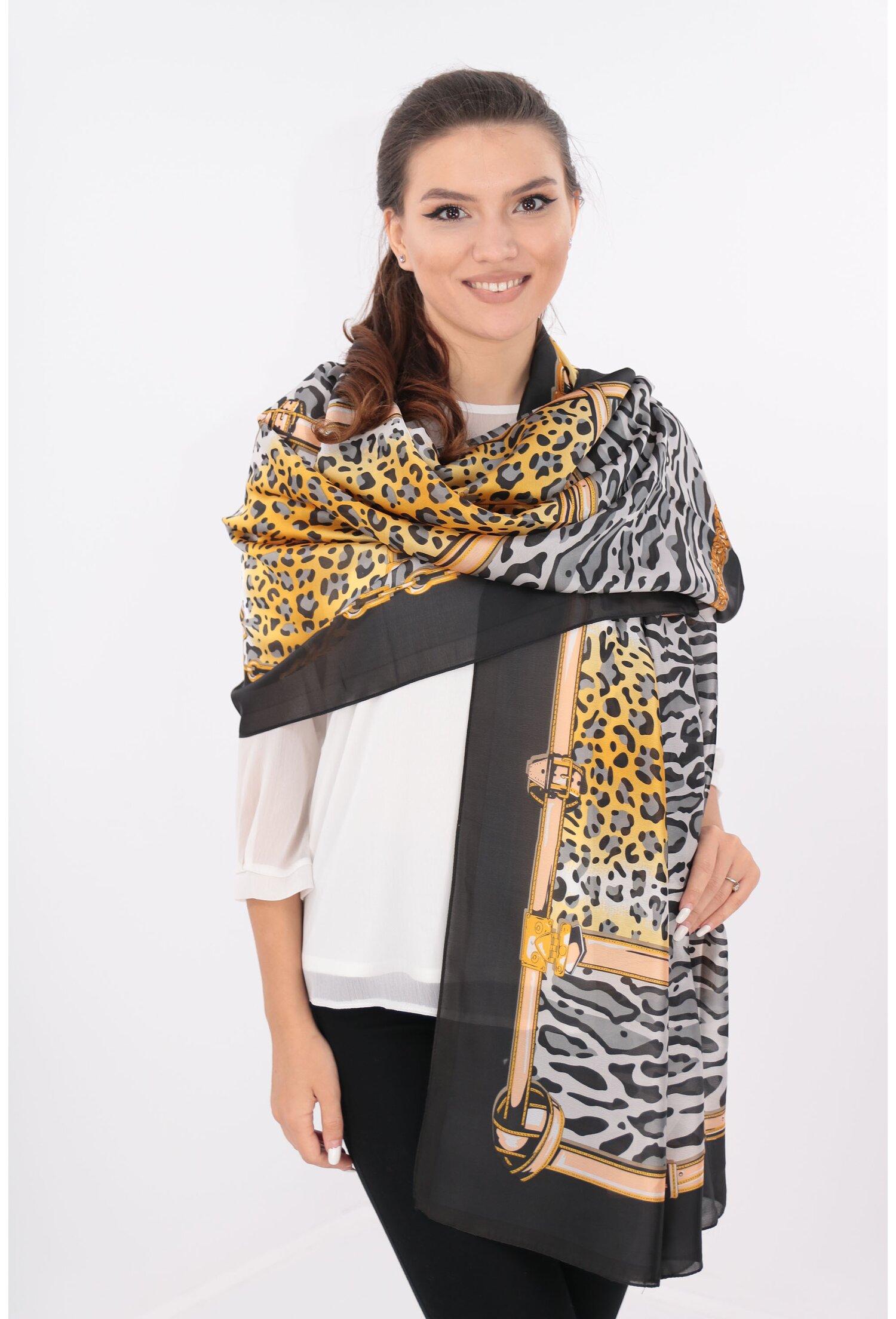 Sal fin cu cu animal print gri